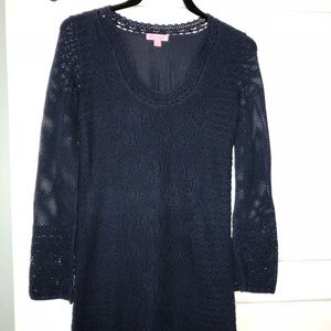 Navy Lilly Pulitzer Crocheted Sweater Dress